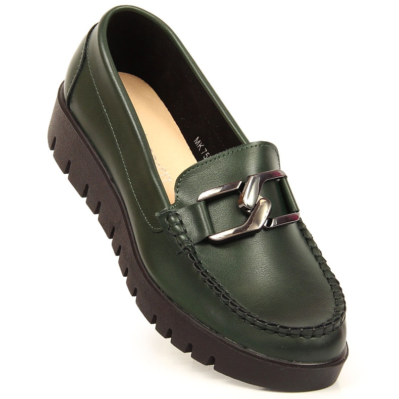 Mocasini cu platforma de dama cu decor Sergio Leone verde 1