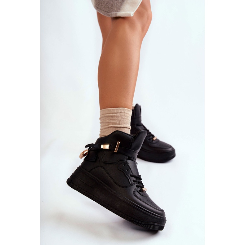 Pantofi sport izolați înalți de damă, negri Lexa negru 1