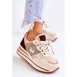FB2 Pantofi sport de damă la modă pe o pană bej-maro Aronne 1