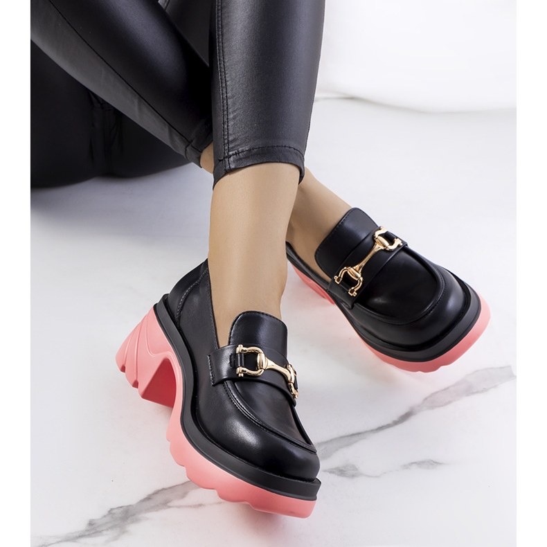 Brogues negri pe tălpi roz Korgal negru 1
