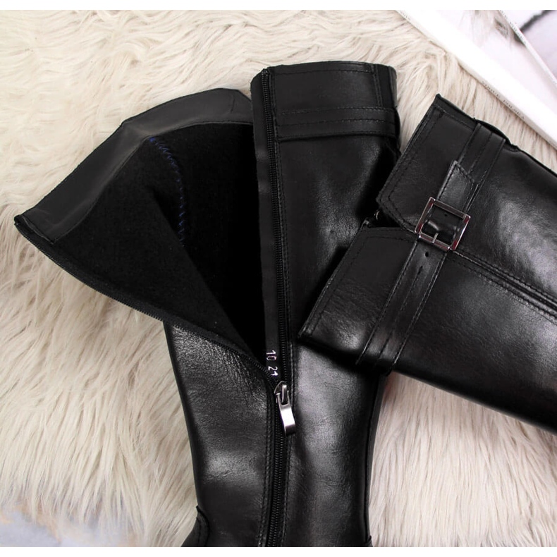 Cizme de dama din piele Dolce Pietro neagra negru 2