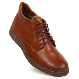 Pantofi confortabili din piele pentru bărbați, maro Łukbut 1816 1