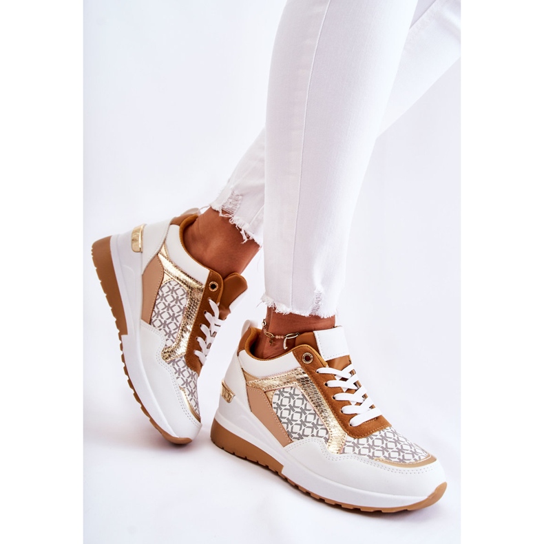 PG1 Pantofi Sport dama din piele ecologica On Wedge White Catrine alb maro multicolor 2 PG1 Pantofi Sport dama din piele ecologica On Wedge White Catrine alb maro multicolor 2