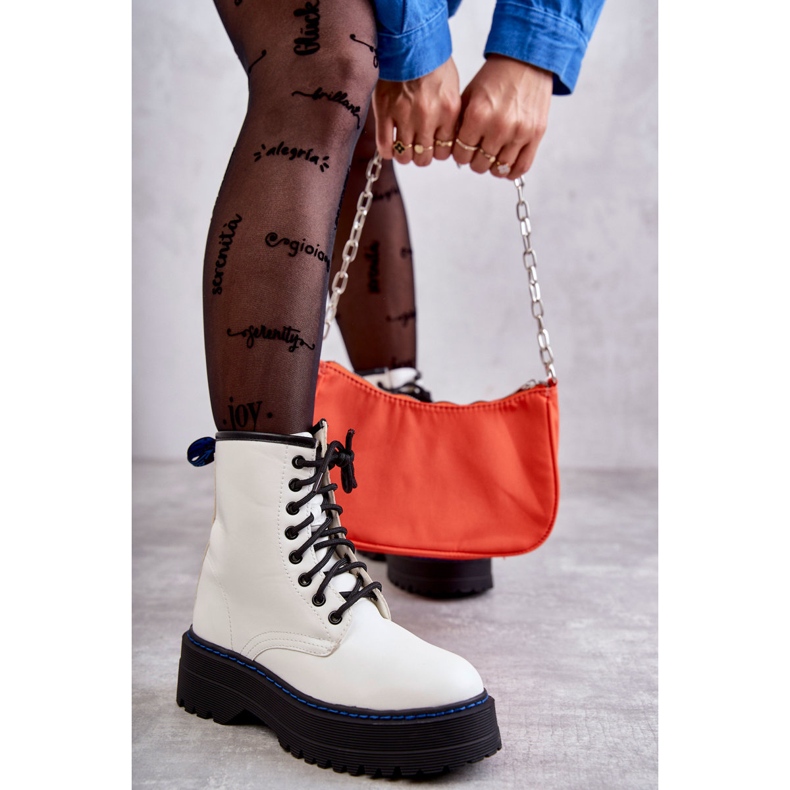 Cizme Damă Legate Glany White Callie alb 2