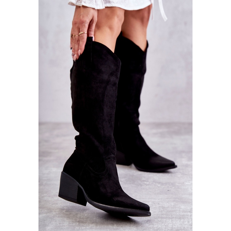 WS1 Cizme de cowboy Casey negre din piele intoarsa negru 1 WS1 Cizme de cowboy Casey negre din piele intoarsa negru 1