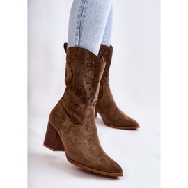 FB1 Cizme Cowboy De Damă De Căprioară Cu Flori Kaki Ariane verde 1 FB1 Cizme Cowboy De Damă De Căprioară Cu Flori Kaki Ariane verde 1