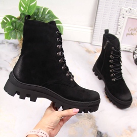 Cizme de dama din piele intoarsa neagra Potocki negru 1