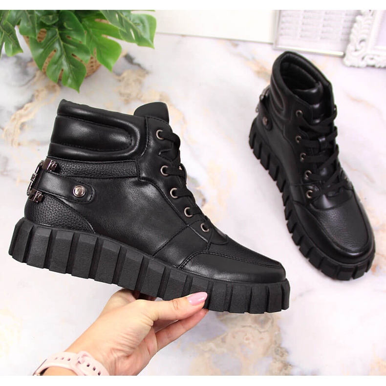 Muncitoare de platformă pentru femei cu decor Potocki negru 1