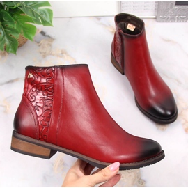 M. DASZYŃSKI Roșu Cizme Jodhpur calde de damă Daszyński SAN4B 1 M. DASZYŃSKI Roșu Cizme Jodhpur calde de damă Daszyński SAN4B 1