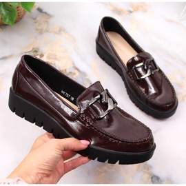 Mocasini de dama, platforma visiniu Sergio Leone roșu multicolor 3
