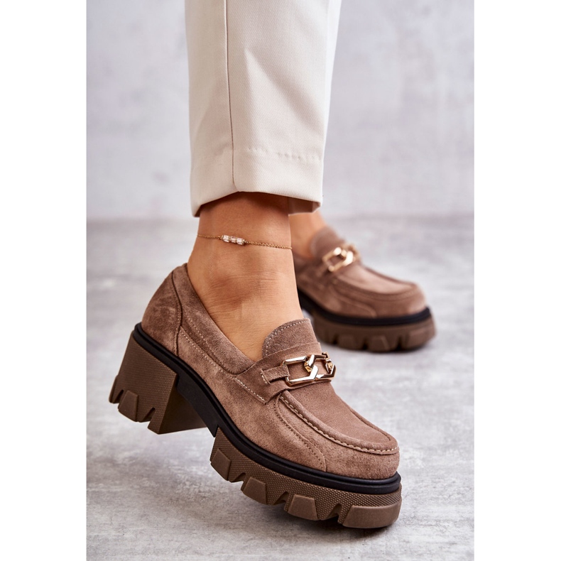 PL5 Tocuri Înalte De Căprioară Cu Decorație Lurdes Maro Auriu bej 1