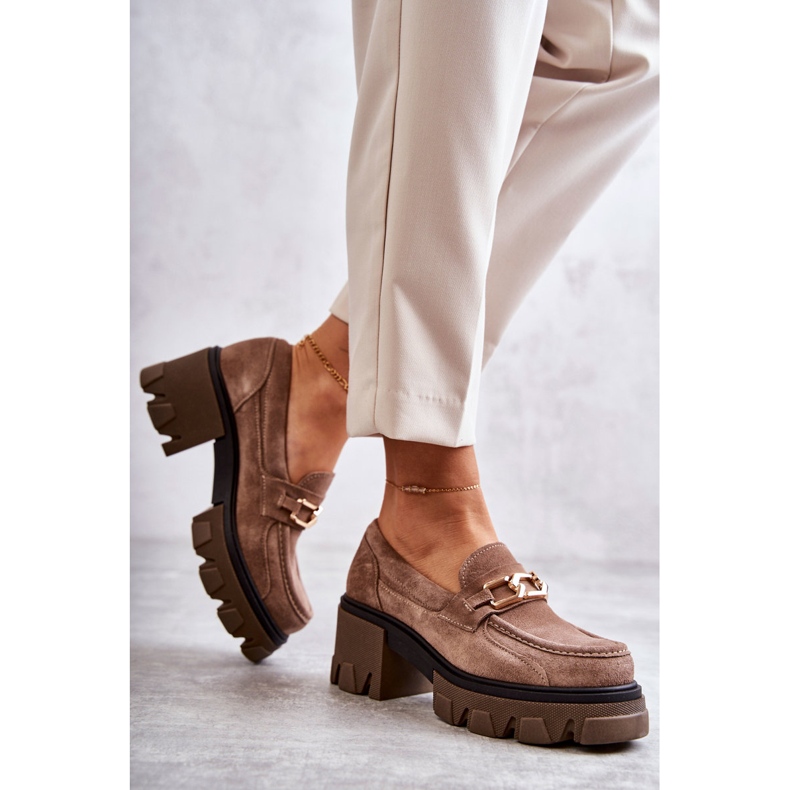 PL5 Tocuri Înalte De Căprioară Cu Decorație Lurdes Maro Auriu bej 2