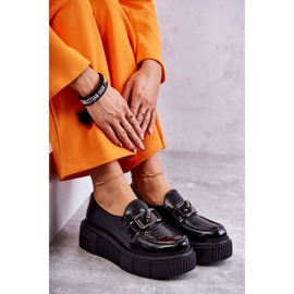 PL5 Pantofi din piele la modă pe platforma Black Marsol negru 7