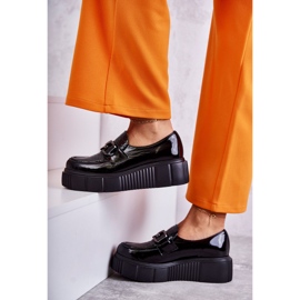 PL5 Pantofi din piele la modă pe platforma Black Marsol negru 5