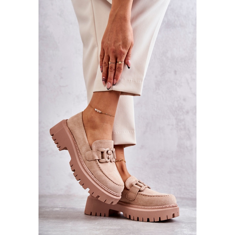 FB2 Brogues dama cu ornament Bej Leeza 2