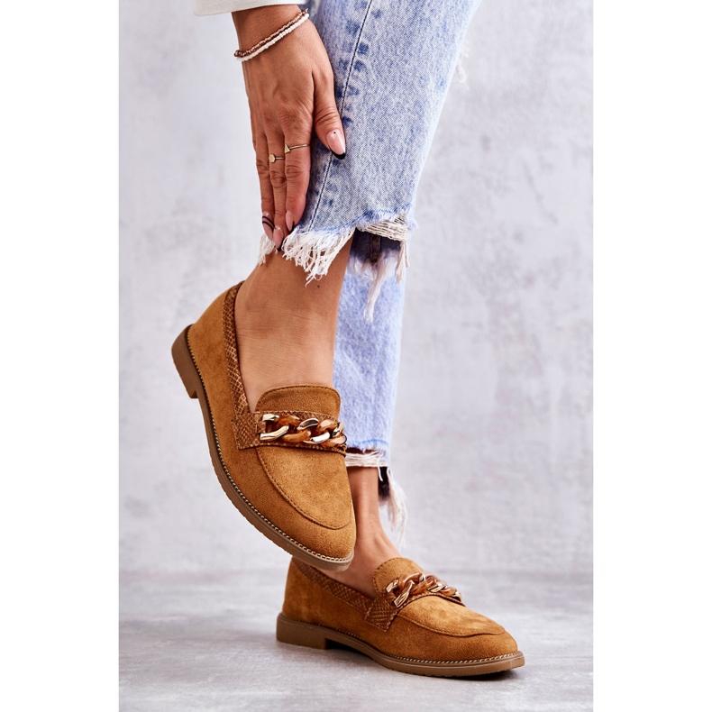 FB2 Mocasini de dama din piele intoarsa cu lant Camel Nolie maro 2 FB2 Mocasini de dama din piele intoarsa cu lant Camel Nolie maro 2