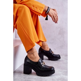 Pantofi de piele pe un stâlp cu un ornament auriu Mikeyla negru 6