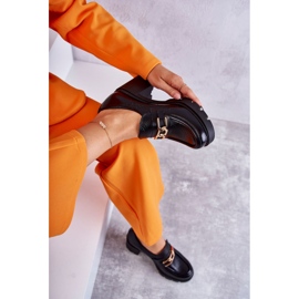 Pantofi de piele pe un stâlp cu un ornament auriu Mikeyla negru 7