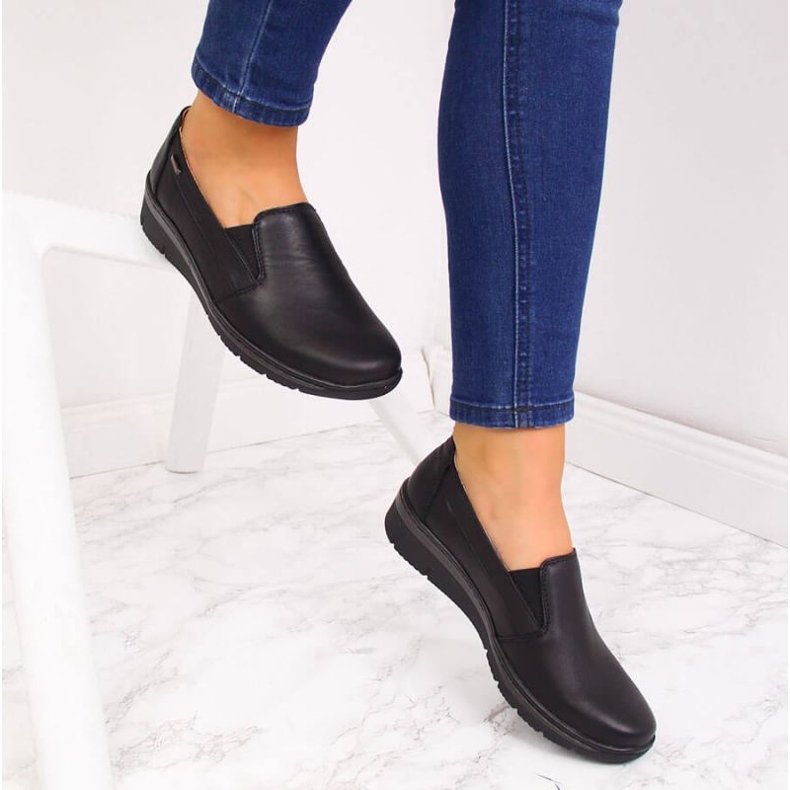 Helios Piele, pantofi slip-on negru 2