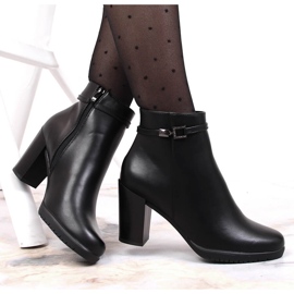 Cizme de dama cu toc inalt Sergio Leone negre cu zirconiu cubic negru 1