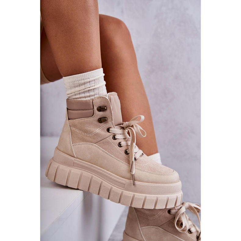 FG2 Cizme Confortabile Pe Platforma Bej Sanchio 2