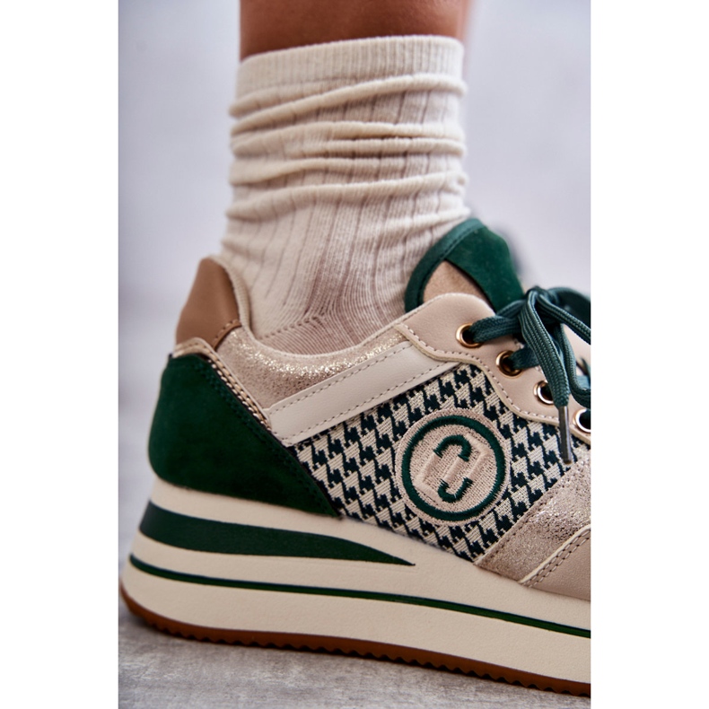 FB2 Pantofi sport de damă la modă, pe o pană, bej-verde Aronne 2