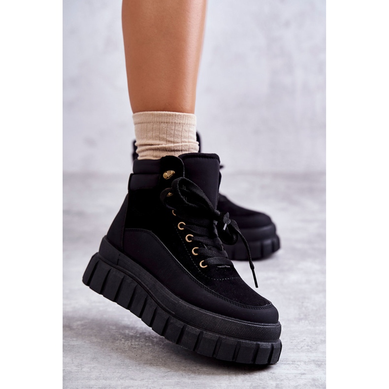 FG2 Cizme Confortabile Pe Platforma Neagră Sanchio negru 1