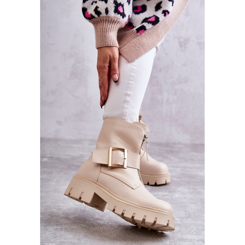 Cizme Călduțe De Damă Cu Fermoar Bej Torey 1