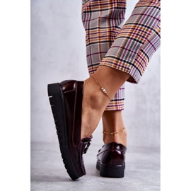 PL5 Mocasini din piele de dama pe platforma Venesia Burgundy roșu multicolor 2