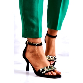 Sandale cu toc din piele intoarsa Laura Messi 2366 Negru 2