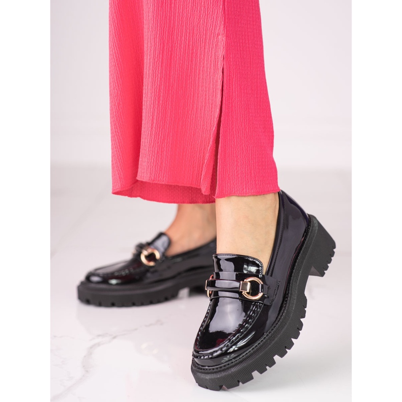 Mocasini Shelovet de dama lacuiti negru 1