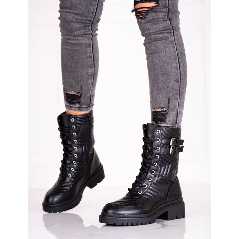 Muncitoare pentru femei cu matlasare Shelovet elegantă negru 1