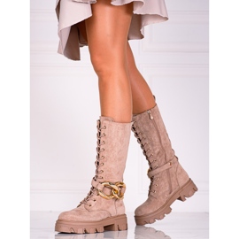 Cizme din piele intoarsa cu siret pentru femei Cizme maro Shelovet 2 Cizme din piele intoarsa cu siret pentru femei Cizme maro Shelovet 2