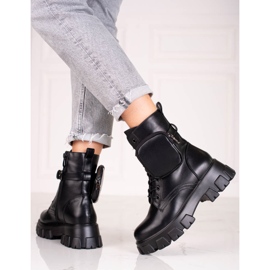 Muncitori cu șireturi pentru femei de culoare cu o geantă negru 1