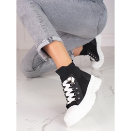 Adidași negri de damă cu o parte superioară Shelovet înaltă negru 1