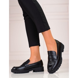 W. Potocki Mocasini clasici de damă pe talpă groasă Potocki negru 1
