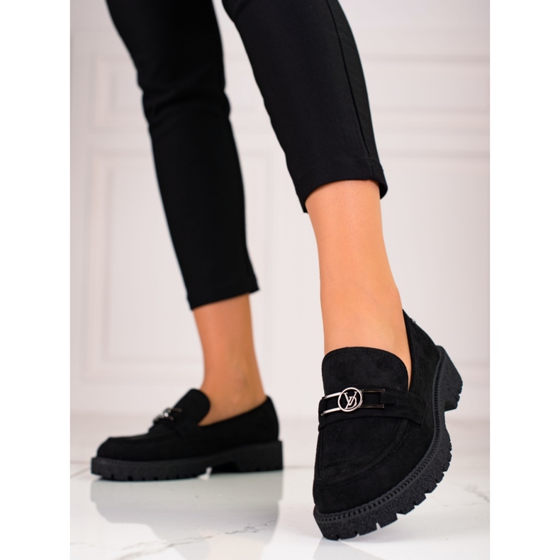 W. Potocki Mocasini de dama Potocki din piele intoarsa negru 1