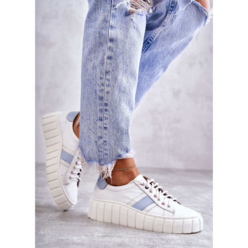 Pantofi Sport dama din piele Legati alb si albastru Ariva 1 Pantofi Sport dama din piele Legati alb si albastru Ariva 1