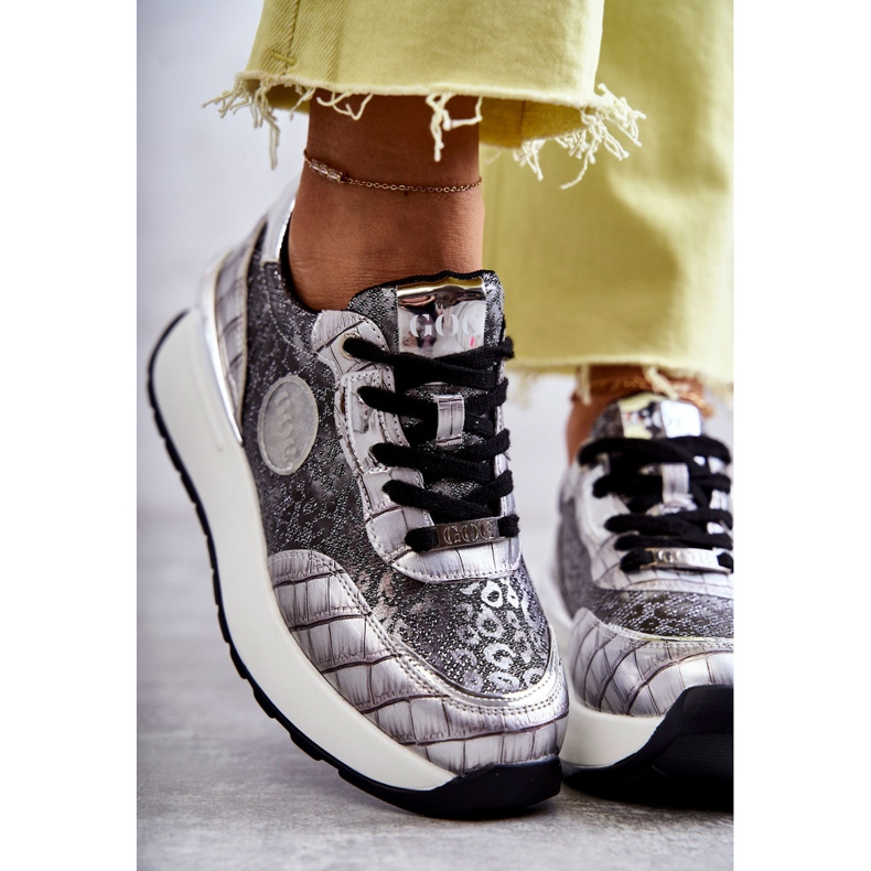 Pantofi sport pentru femei pe pană GOE KK2N4083 Argintiu 2