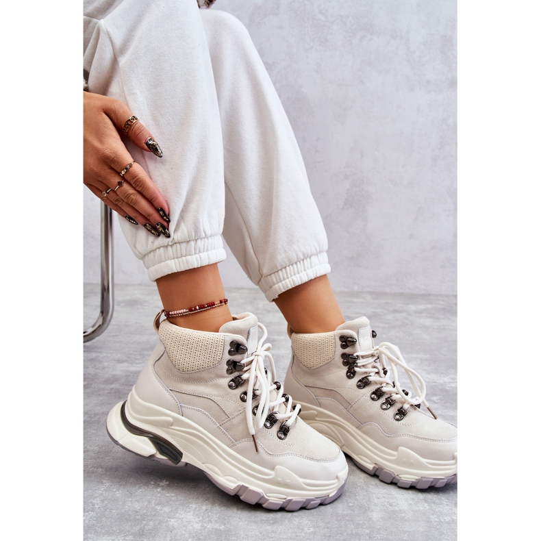 Pantofi sport înalți pentru femei GOE KK2N4097 Bej deschis 1