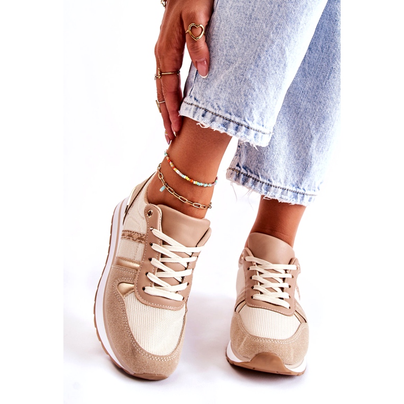 PG1 Pantofi sport clasici de damă legati Bej Elenes 1