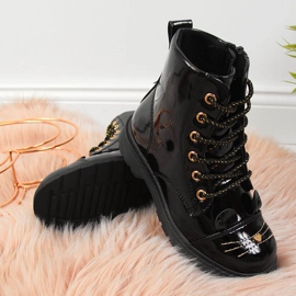 Cizme negre Miss❤E izolate cu urechi pentru fete negru 1