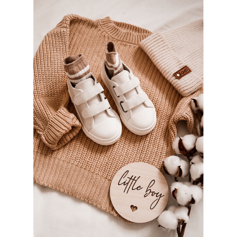 Pantofi Copii Piele Cu Velcro Big Star KK374093 Alb 1