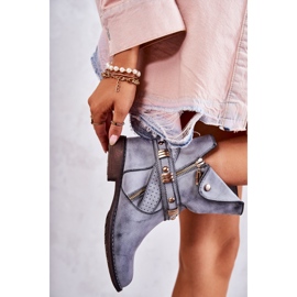 PG1 Cizme Înalte De Damă Cu Ornamente Albastre Alisa albastru 5