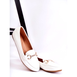 Mocasini De Dama Piele Cu Decorat, Alb 4