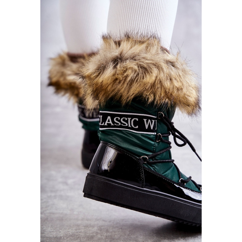 FM1 Cizme de zăpadă cu șireturi de damă Santero verde 2