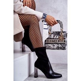 Cizme inalte din piele intoarsa pe tocuri Laura Messi 2527 Negru 1