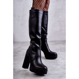 WS1 Cizme la modă din piele ecologică pe platforma Isabell neagră negru 1 WS1 Cizme la modă din piele ecologică pe platforma Isabell neagră negru 1