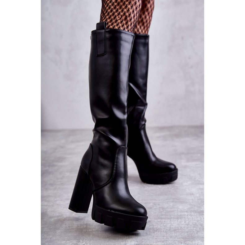 WS1 Cizme la modă din piele ecologică pe platforma Isabell neagră negru 1 WS1 Cizme la modă din piele ecologică pe platforma Isabell neagră negru 1