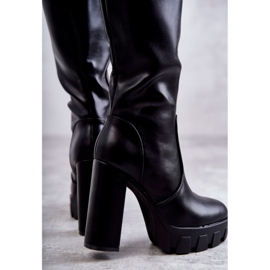 WS1 Cizme la modă din piele ecologică pe platforma Isabell neagră negru 2 WS1 Cizme la modă din piele ecologică pe platforma Isabell neagră negru 2